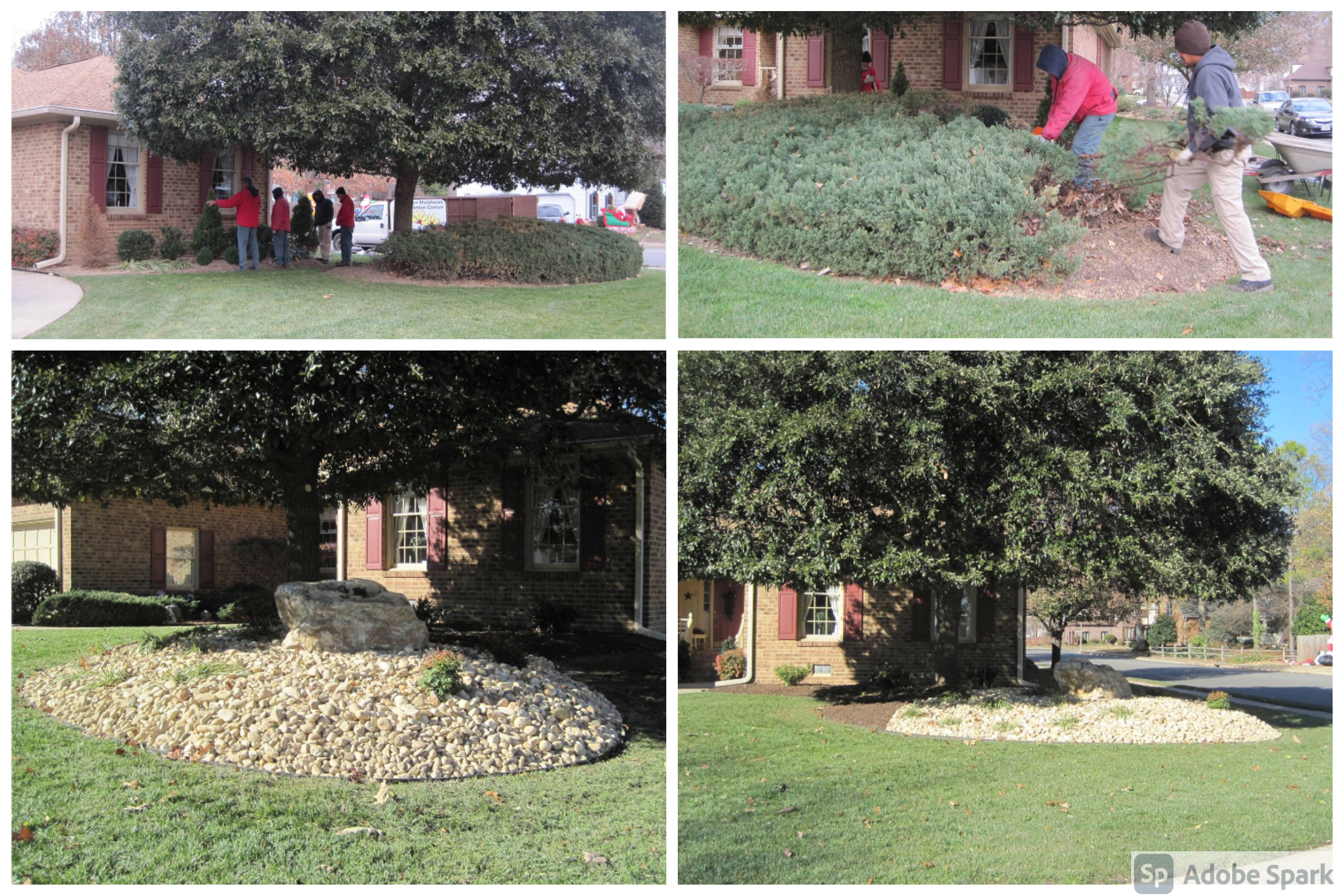 Shrub Removal and Rock Bed Installation